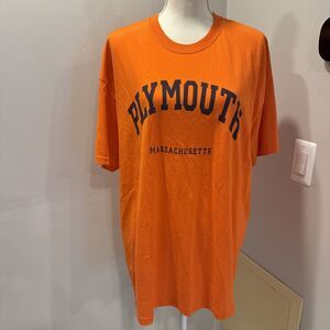 Hanes Plymouth Massachusetts T Shirt Unisex Orange  XL